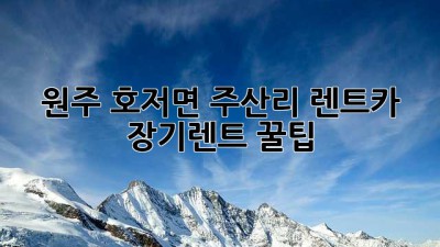 원주 호저면 주산리 렌트카 장기렌트 꿀팁!